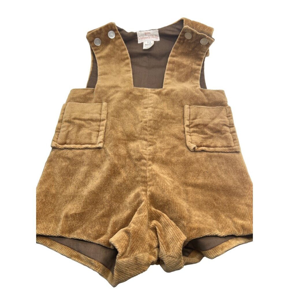 Vintage Designer's Studio Toddler Corduroy Overalls With Pockets & Button Straps